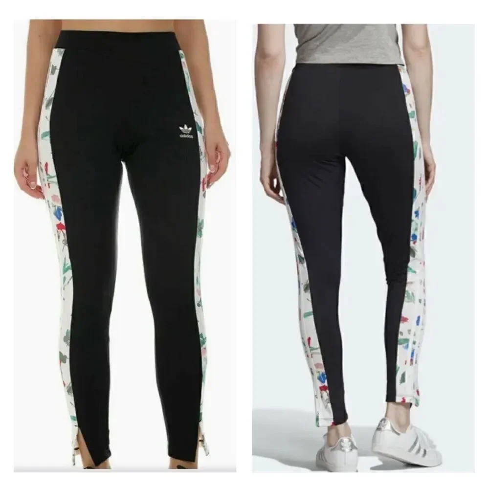 Adidas all over print tights floral leggings M/28* - Picture 2 of 10